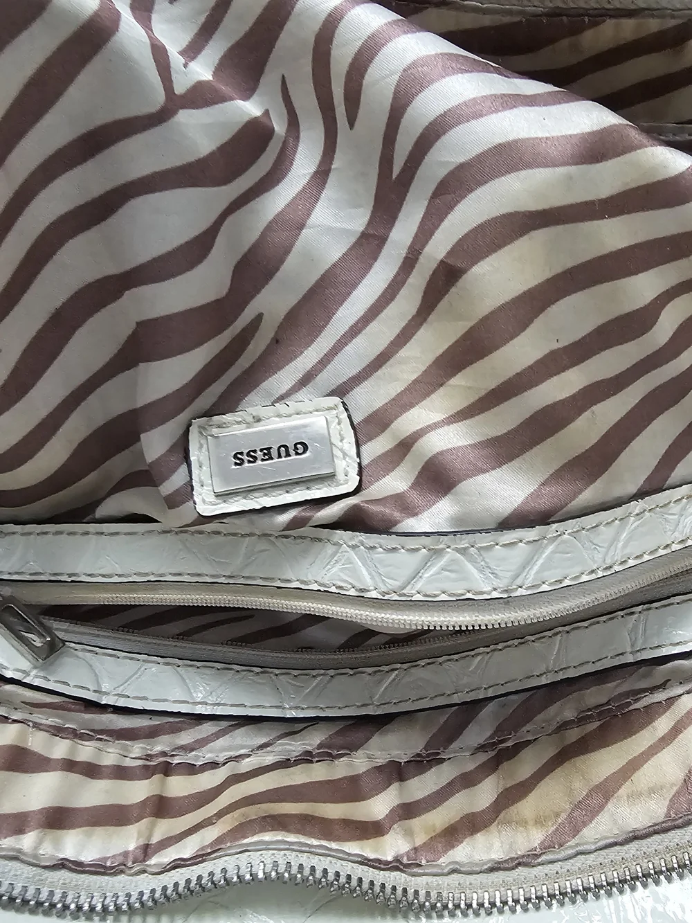 GUESS White Multicolor G-Print Satchel with Silver G Accent - Picture 7 of 8